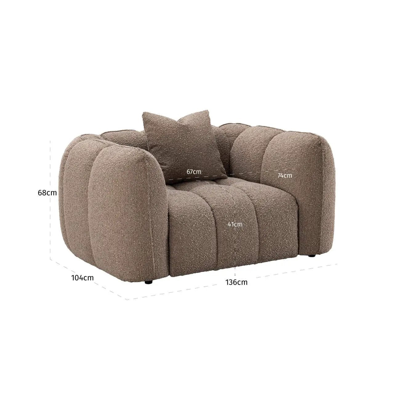 Loungestoel Hogan mocca chunky brandvertragend by Richmond Interiors