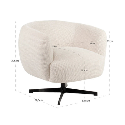 Loungefstoel Estelle beige blockweavel draaibaar by Richmond Interiors