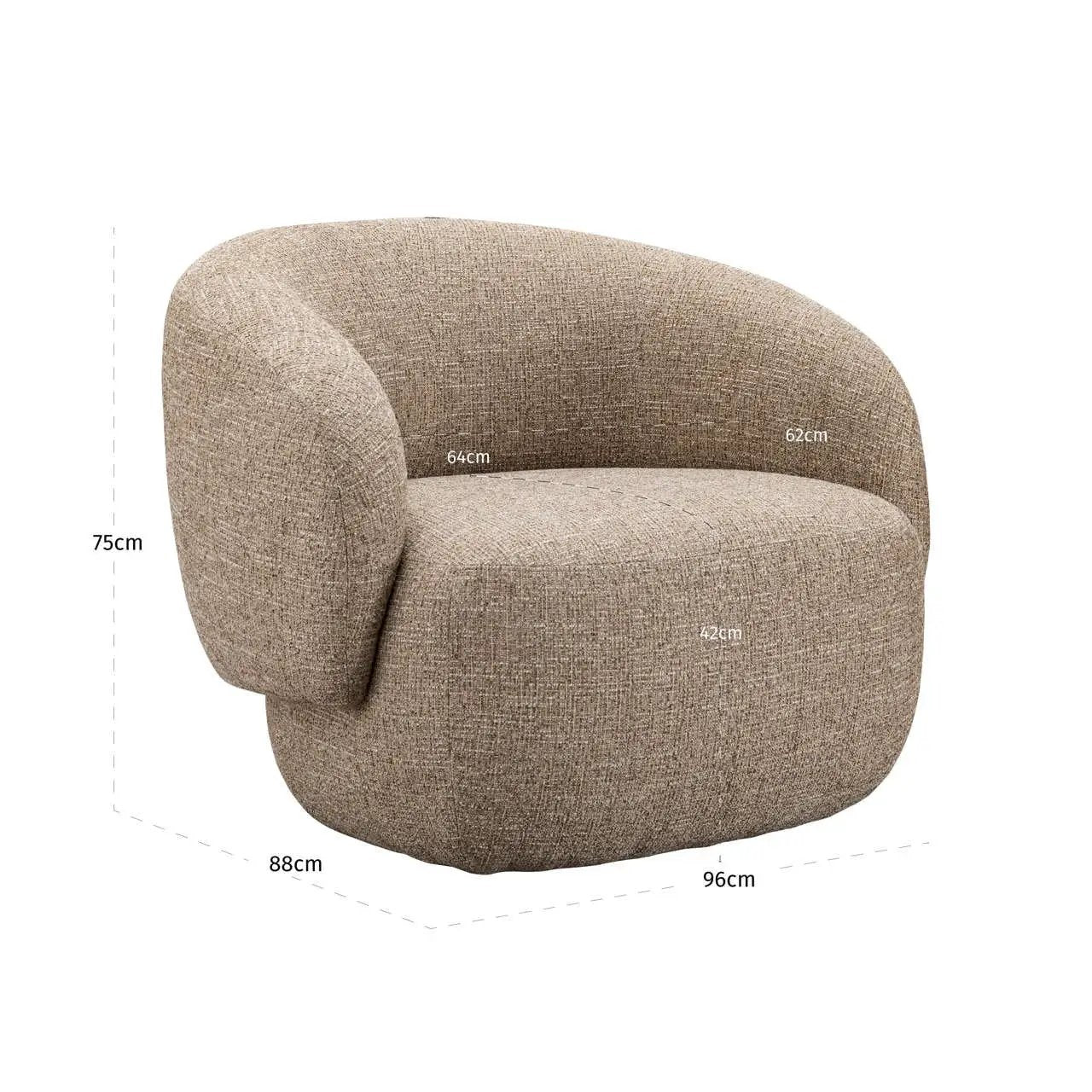 Loungestoel Milano sand tweed brandvertragend by Richmond Interiors