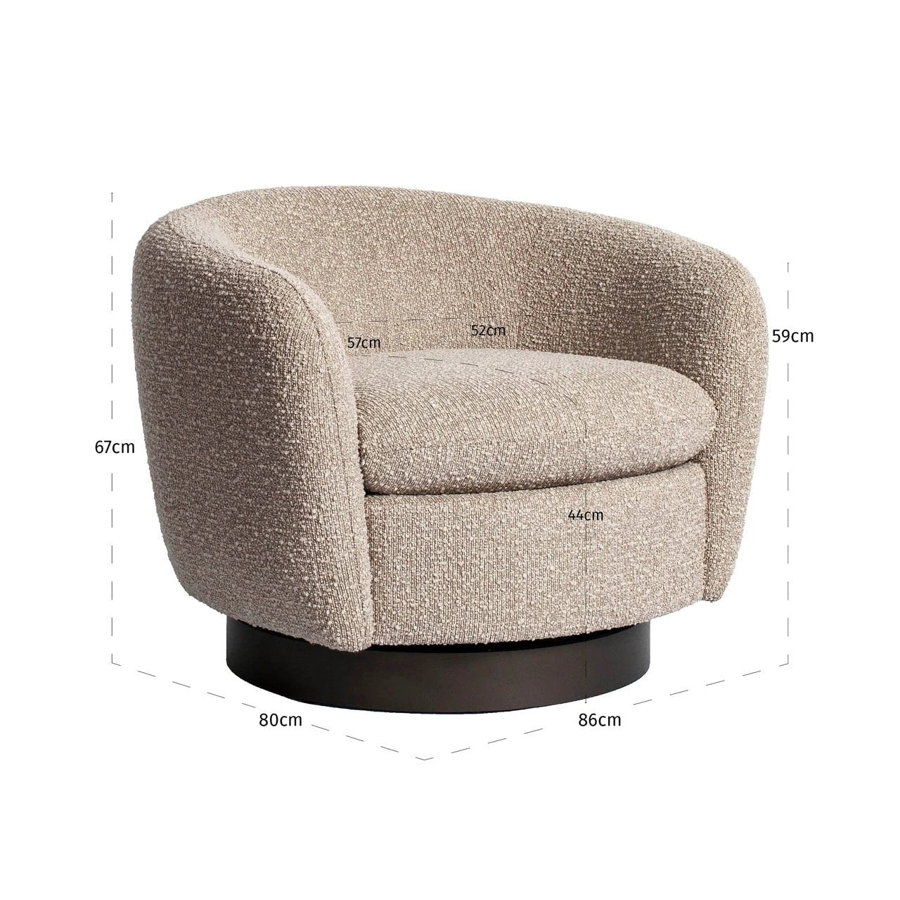 Loungestoel Colmar natural chunky draaibaar by Richmond Interiors