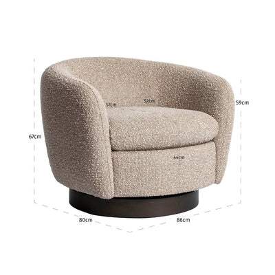 Loungestoel Colmar natural chunky draaibaar by Richmond Interiors