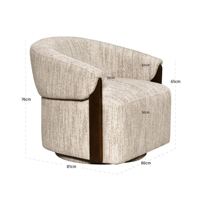 Loungestoel Marina naturel softweave draaibaar vlamvertragend by Richmond Interiors