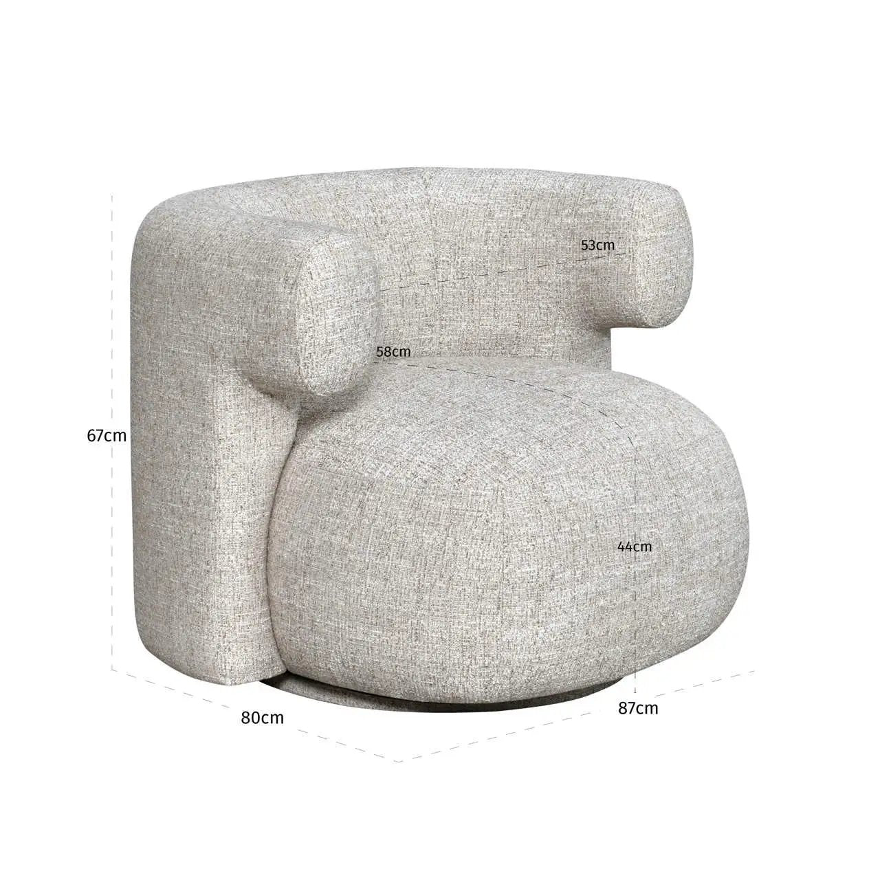 Loungestoel Talley cream tweed draaibaar by Richmond Interiors