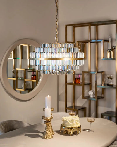 Kleine kroonluchter Desire van Richmond Interiors met elegante metalen afwerking en meerdere lichtpunten, hangend aan een plafond.