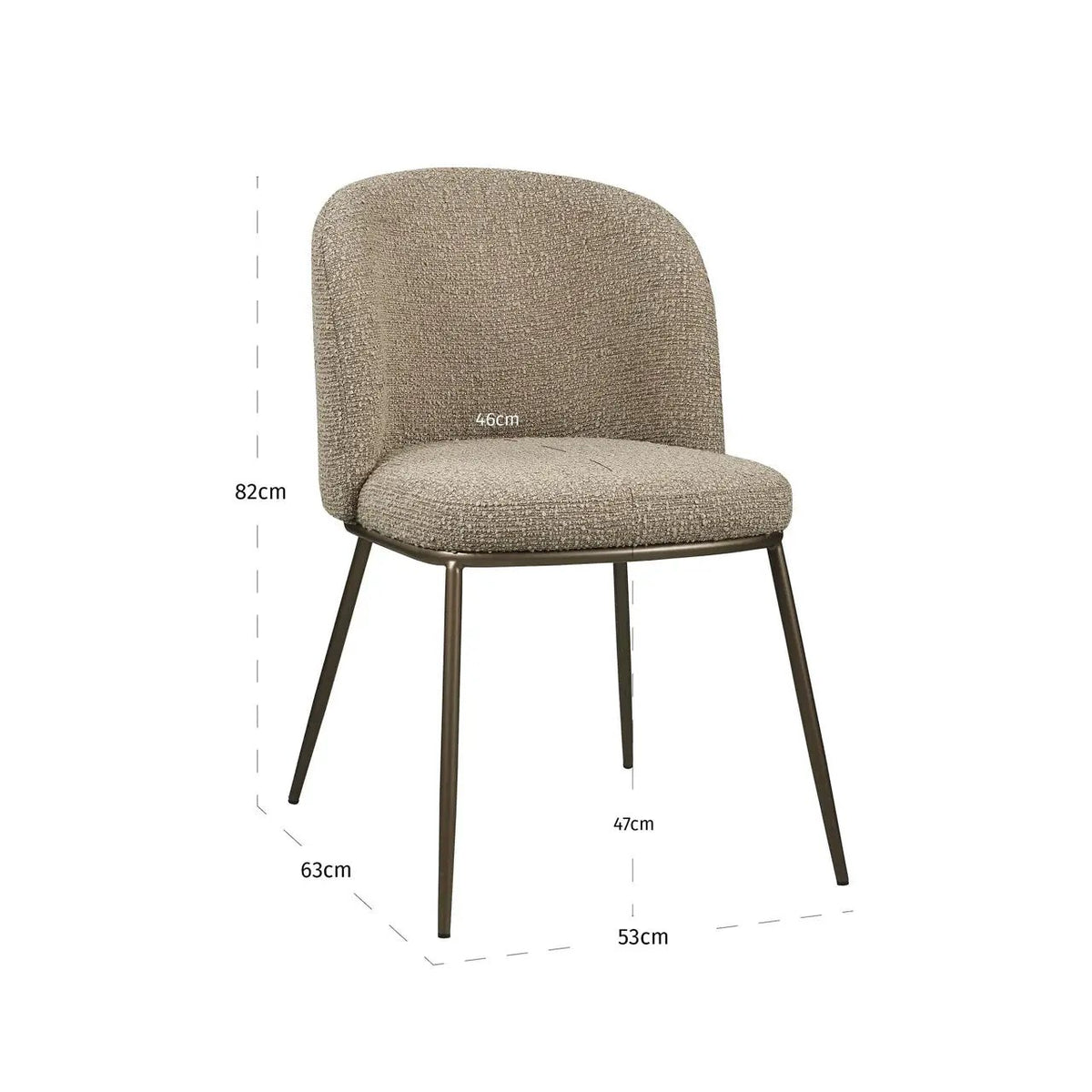 Eetkamerstoel Elvi mocca chunky brandvertragend (set van 2) by Richmond Interiors