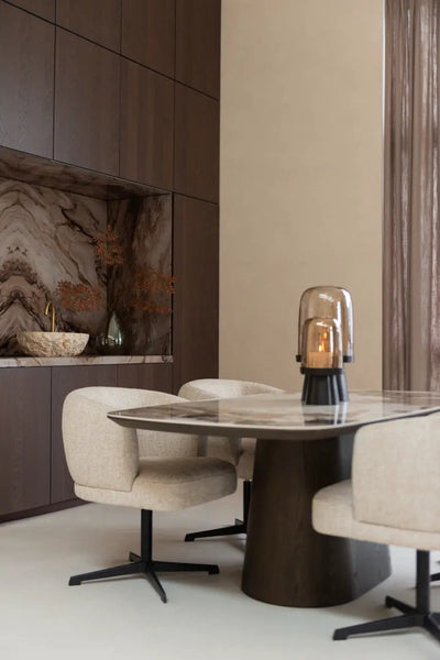 Eetkamerstoel Dinan crème tweed brandvertragend - draaibaar by Richmond Interiors