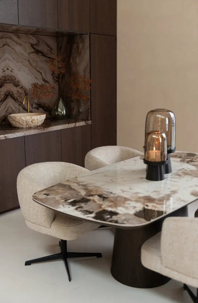 Eetkamerstoel Dinan crème tweed brandvertragend - draaibaar by Richmond Interiors