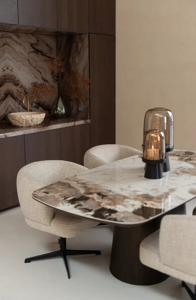 Eetkamerstoel Dinan crème tweed brandvertragend - draaibaar by Richmond Interiors
