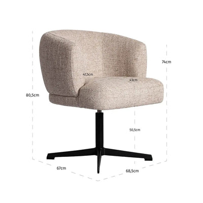 Eetkamerstoel Dinan crème tweed brandvertragend - draaibaar by Richmond Interiors