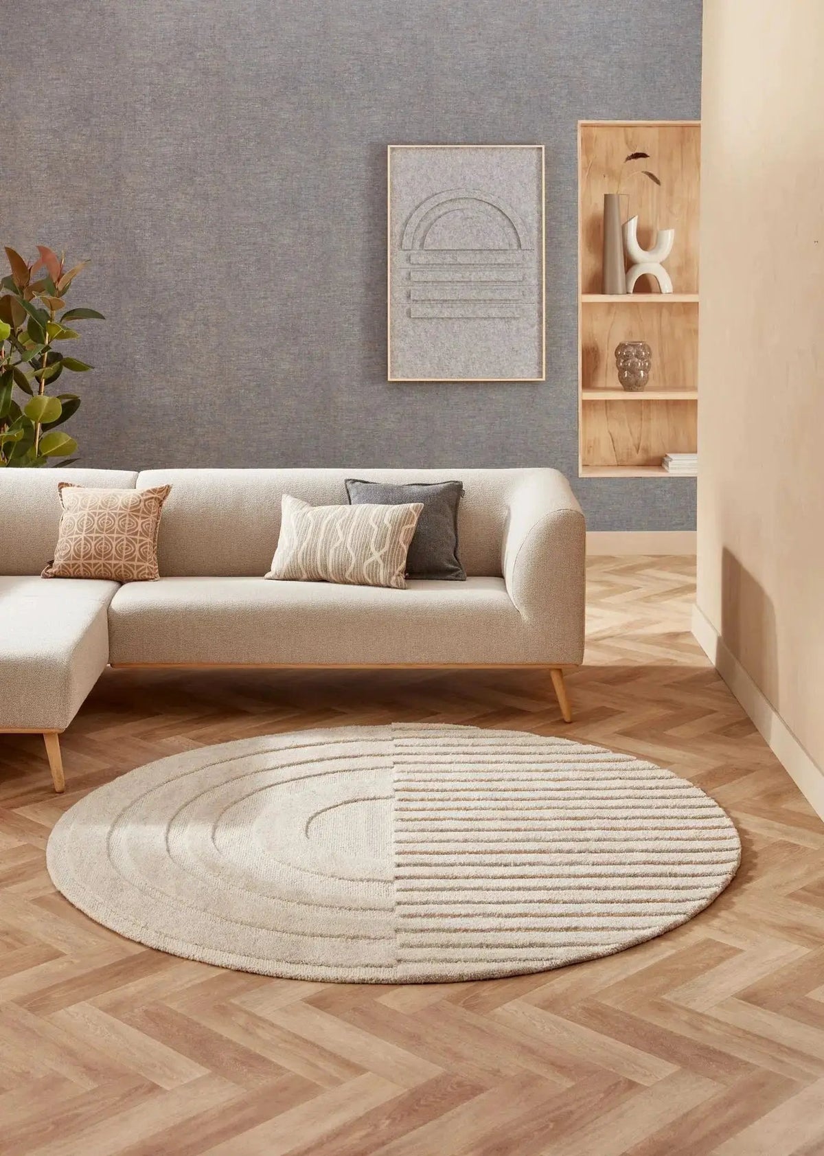 Vloerkleed Monza Girare Rond - Light Grey ø200 by Brinker Carpets