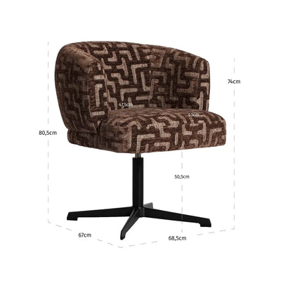 Eetkamerstoel Dinan brown labyrint brandvertragend - draaibaar by Richmond Interiors