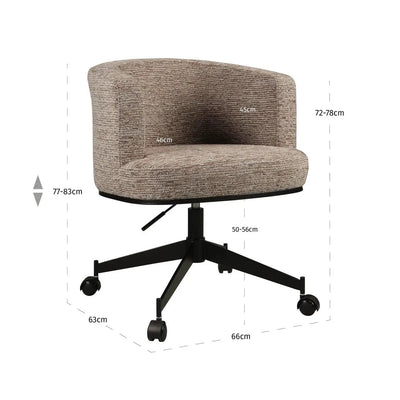 Eetkamerstoel Rochenne mocca linear draaibaar op wielen by Richmond Interiors