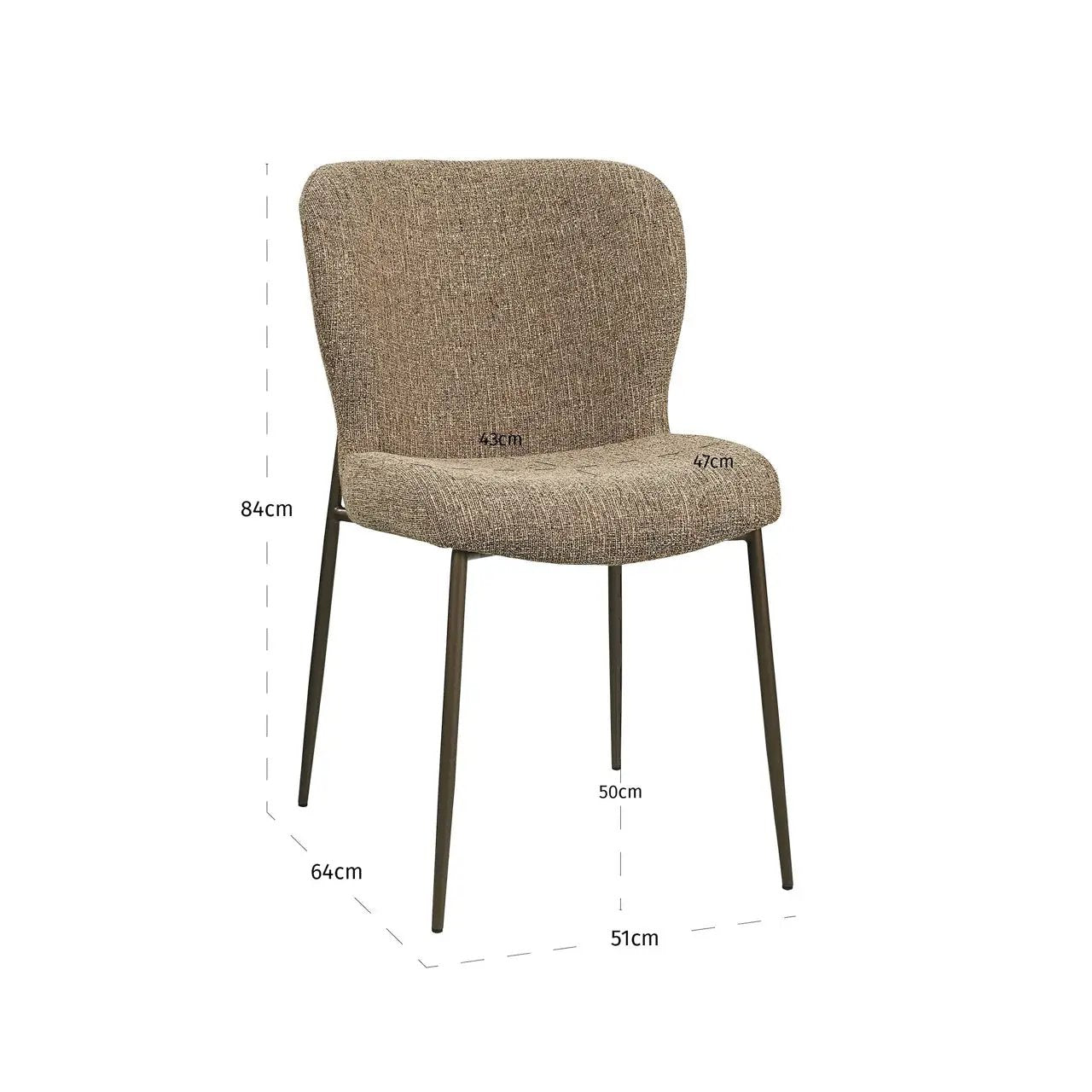Eetkamerstoel Odarby brown tweed brandvertragend (set van 2) by Richmond Interiors