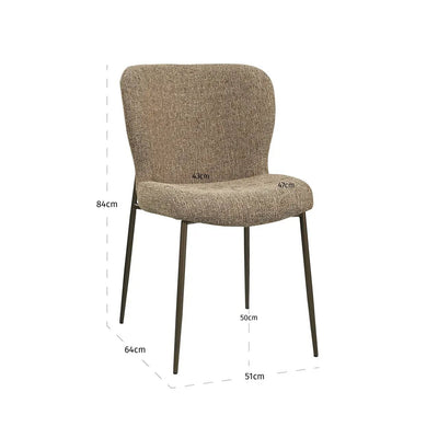 Eetkamerstoel Odarby brown tweed brandvertragend (set van 2) by Richmond Interiors
