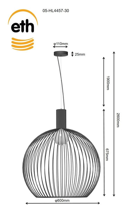 Hanglamp Wire Zwart Ø60cm by ETH