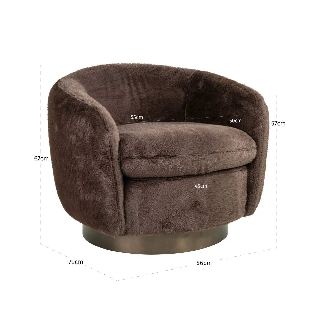 Loungefauteuil Colmar chocolate, pluizig, draaibaar by Richmond Interiors