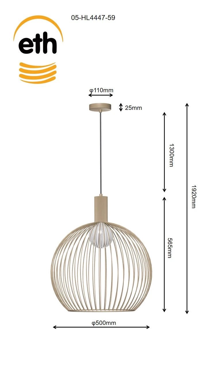 Hanglamp Wire mat Sand Ø50cm by ETH