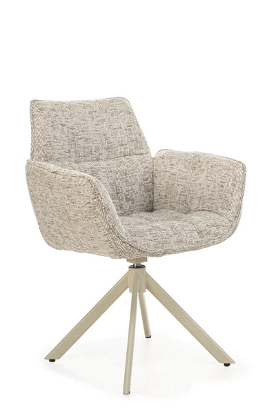 Eetkamerstoel Monaco 360 Draai | Be fine light grey | Venus 360 beige by Moods Collection
