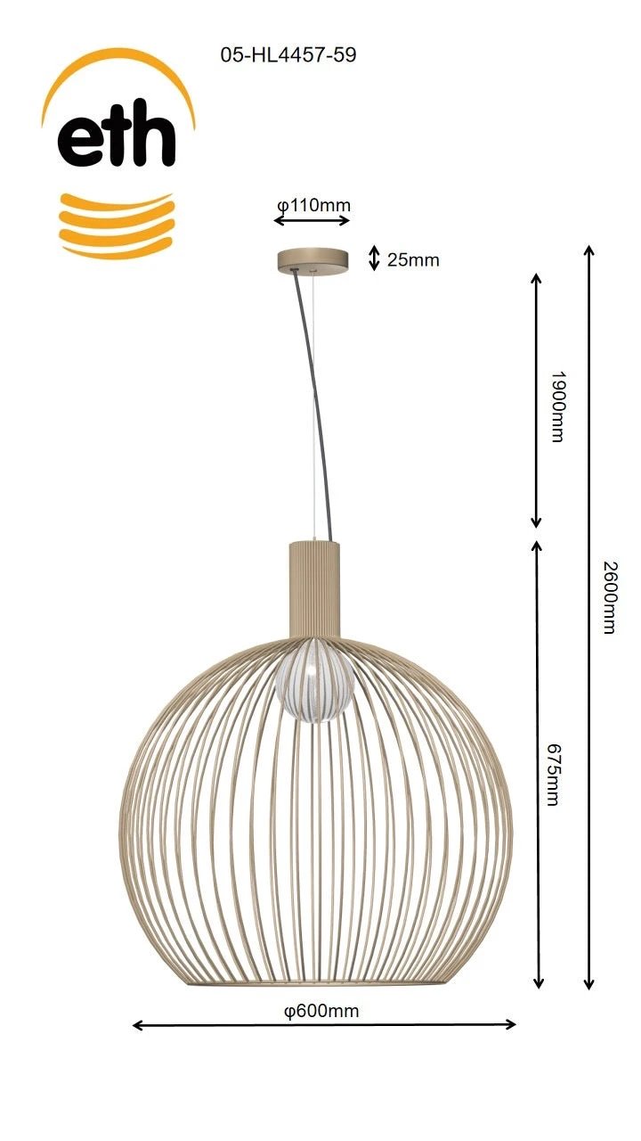 Hanglamp Wire mat Sand Ø60cm by ETH