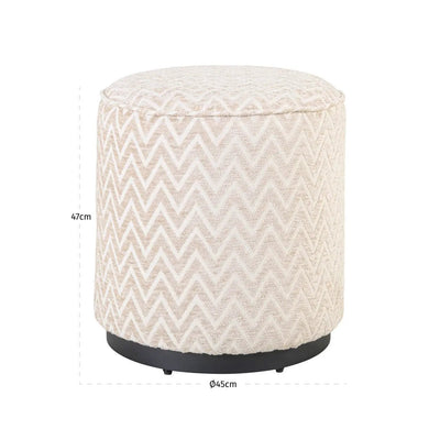 Poef & voetenbank Lexie beige chevron Ø45 by Richmond Interiors