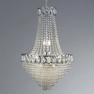 Kroonluchter Louis Phillipe 11Lt Chandelier Chrome Metal & Crystal by Searchlight