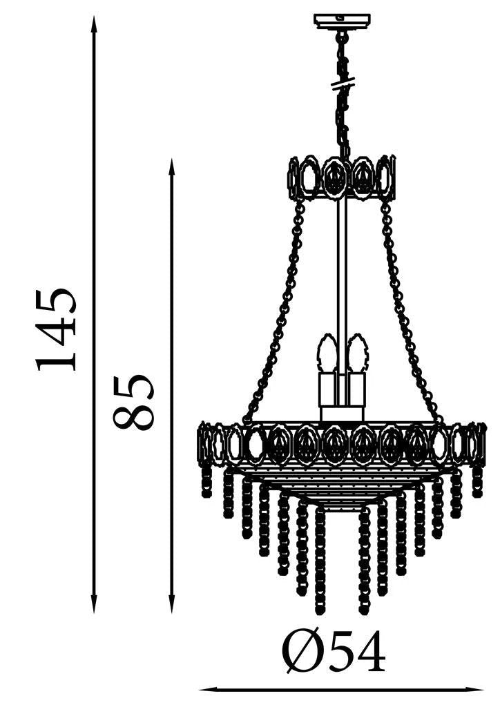 Kroonluchter Louis Phillipe 11Lt Chandelier Chrome Metal & Crystal by Searchlight