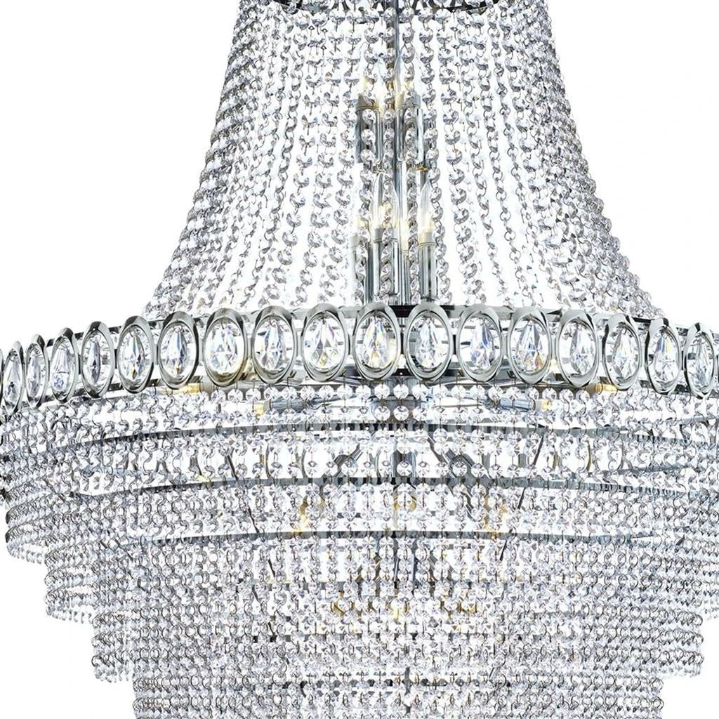 Kroonluchter Louis Phillipe 28Lt Chrome Metal & Crystal by Searchlight