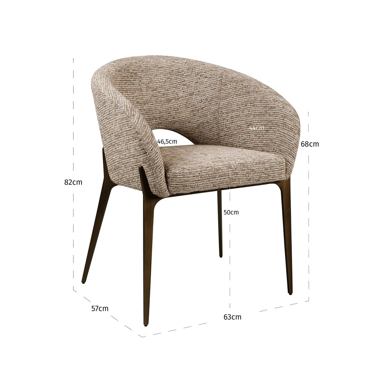 Eetkamerstoel Kenzi mocca lineair brandvertragend by Richmond Interiors