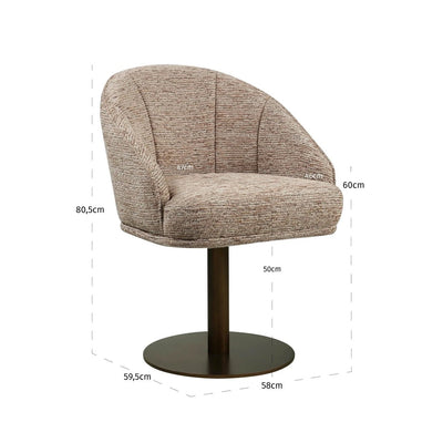 Eetkamerstoel Beverly mocca lineair draaibaar by Richmond Interiors