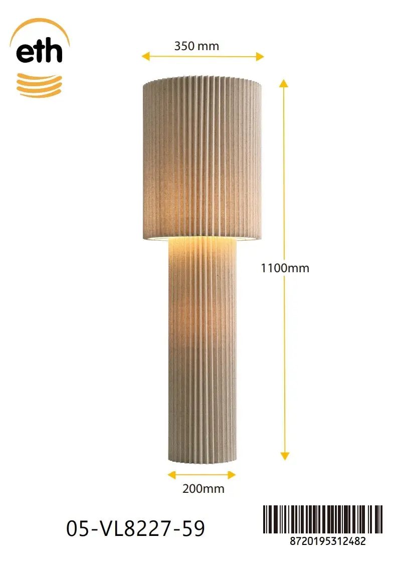 Vloerlamp Renate – Statement vloerlamp met geplisseerde linnen stof | 110cm by ETH