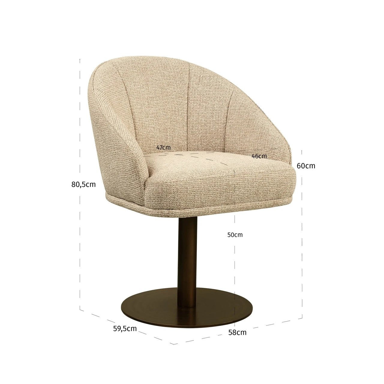 Eetkamerstoel Beverly natural fancy draaibaar by Richmond Interiors