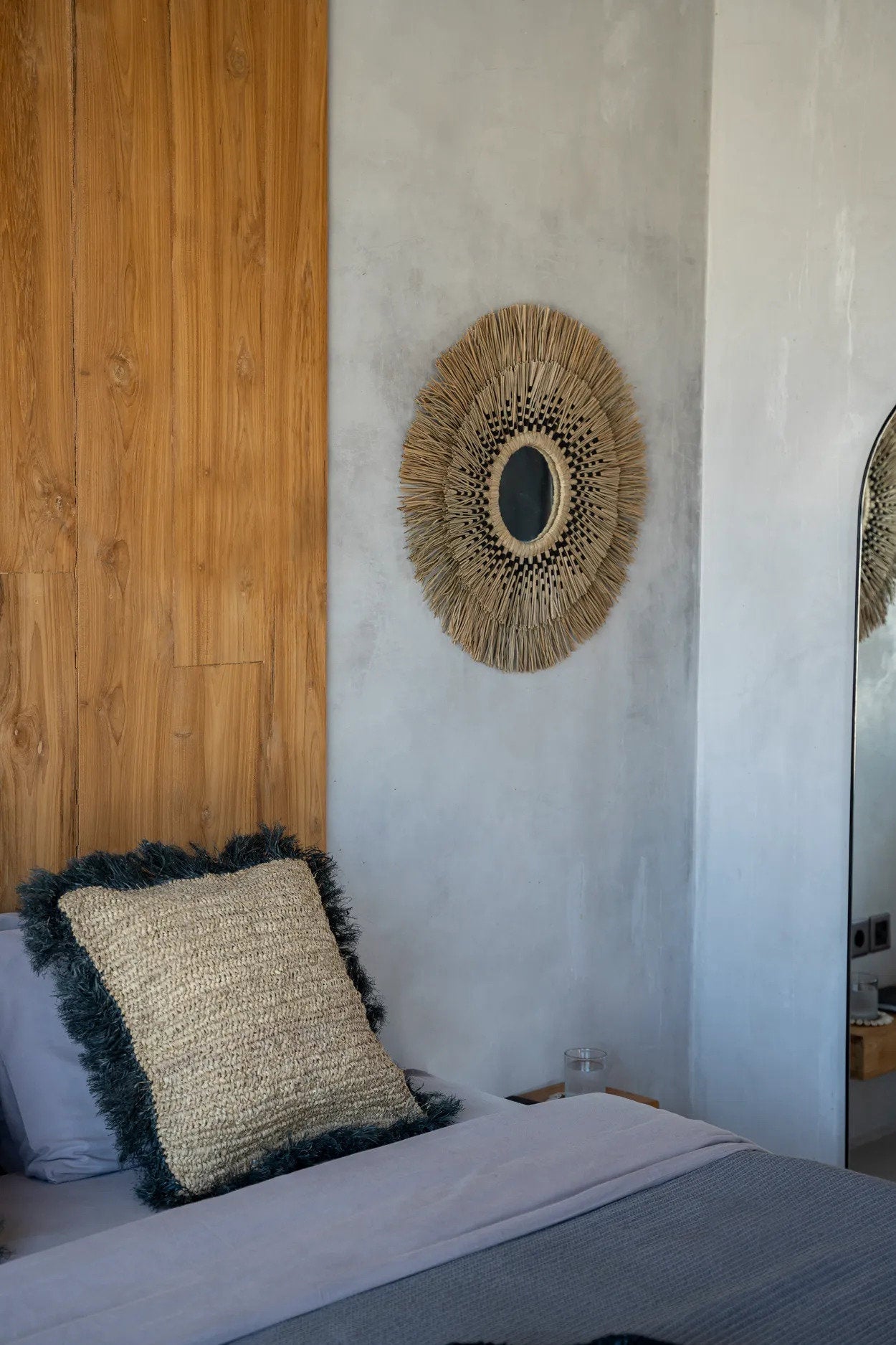 De Raffia Kussenhoes - Naturel Zwart - 60x60