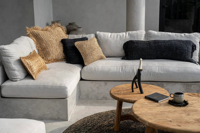 De Raffia Flores Kussenhoes - Naturel - 40x40 by Bazar Bizar Antwerp