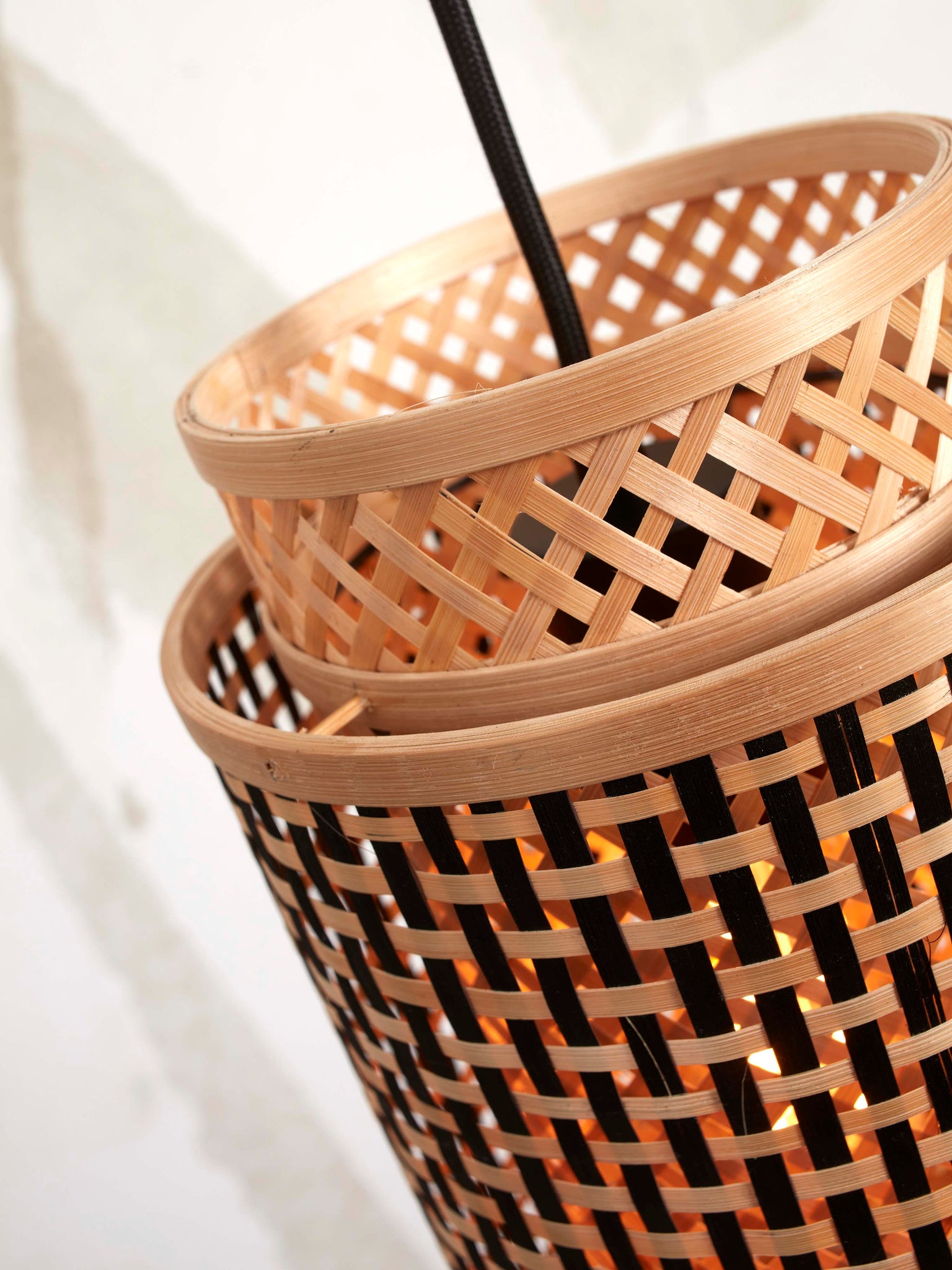 Hanglamp Bhutan - Bamboe/Zwart - Ø18x35cm