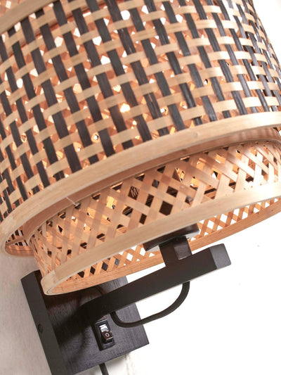 Wandlamp Bhutan - Bamboe/Zwart - Ø25cm by GOOD&MOJO