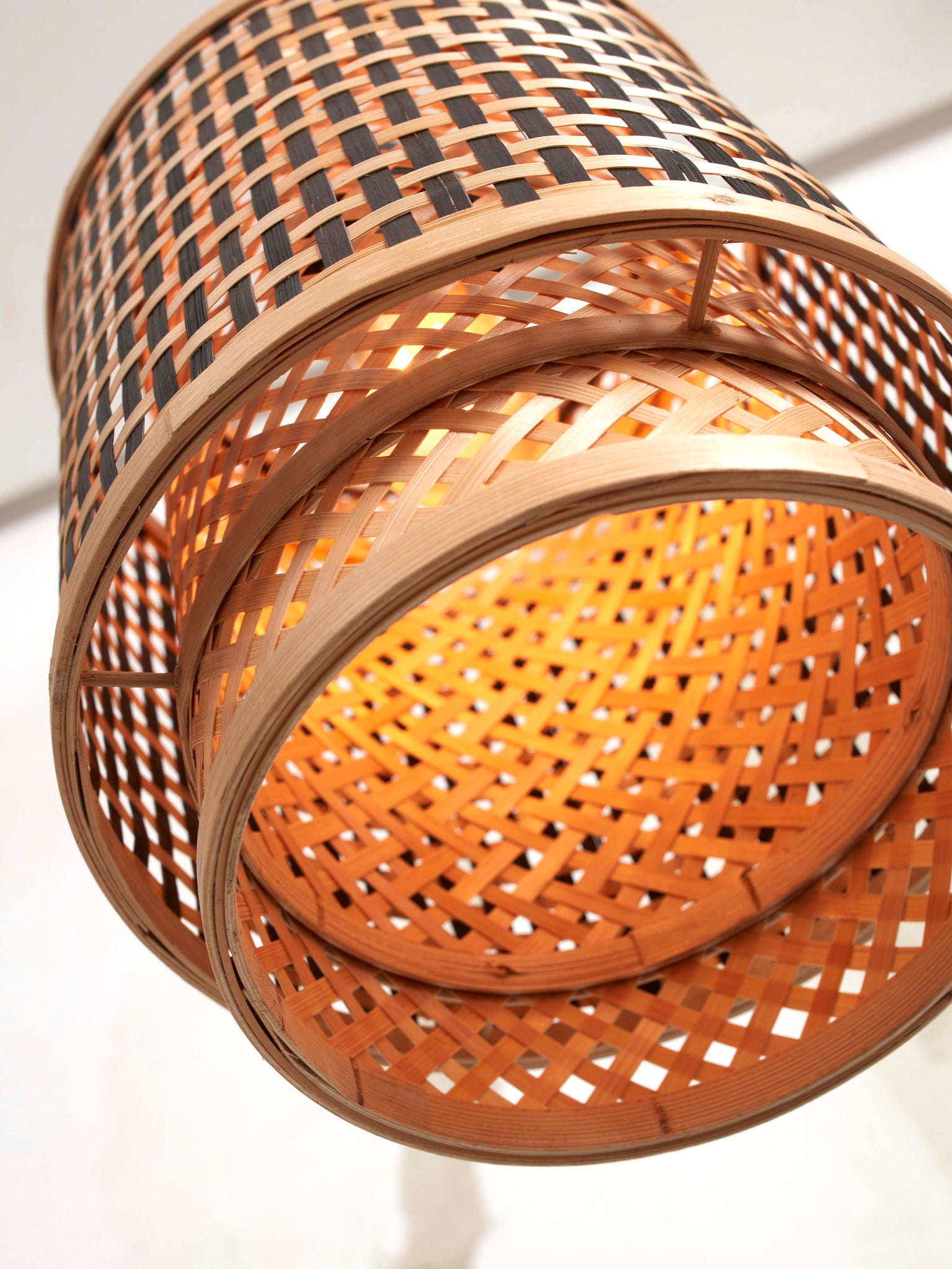 Hanglamp Bhutan - Bamboe/Zwart - Ø18x35cm