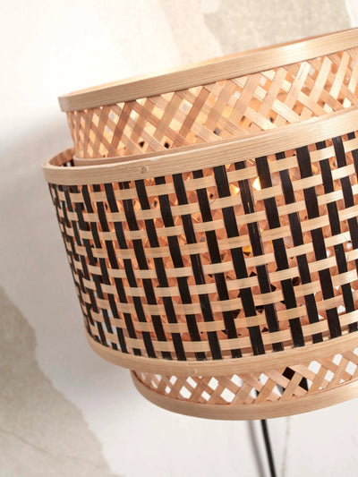 Wandlamp Bhutan - Bamboe/Zwart - Ø25cm by GOOD&MOJO