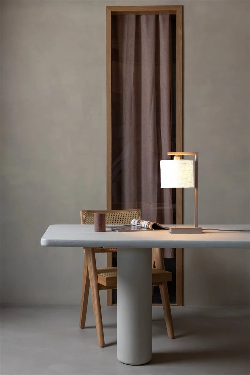 Tafellamp Boston zand met witte kap Ø18 x 15cm by it's about RoMi