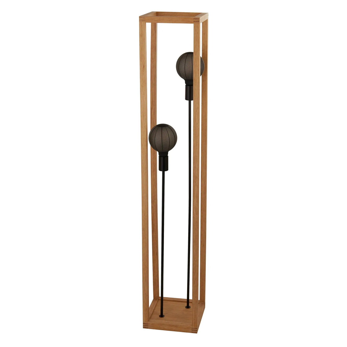 Vloerlamp Serpent 2-lichts - Natural Wood and Black by Searchlight