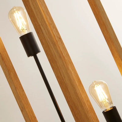 Vloerlamp Serpent 2-lichts - Natural Wood and Black by Searchlight
