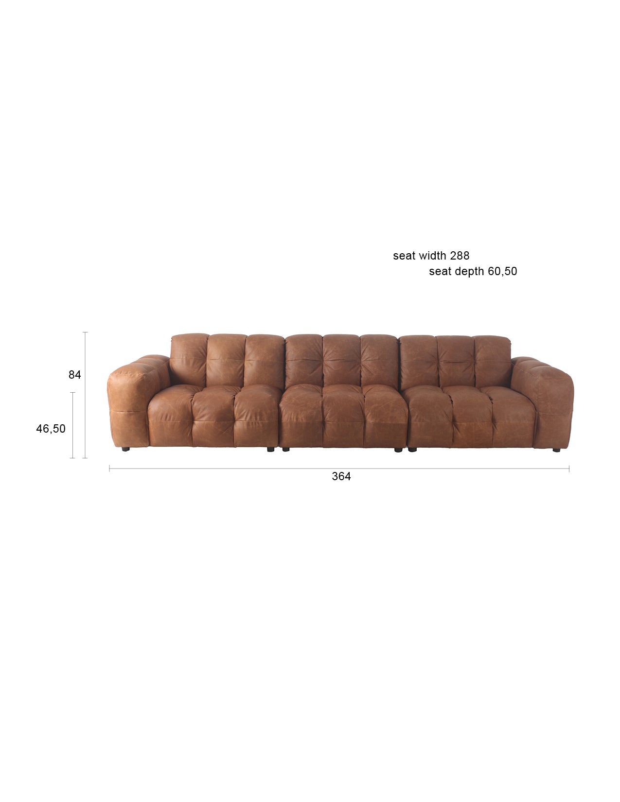 Sofa Hackman 4,5-Seater Leather Cognac