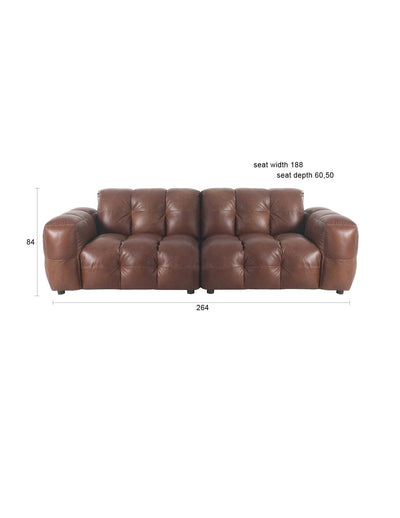 Bankstel Hackman 3-Seater Leather Chocolate by Dutchbone