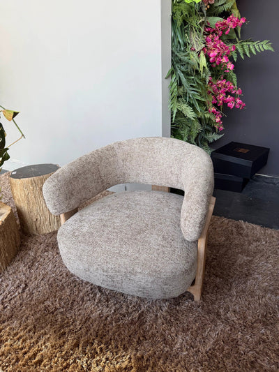 Fauteuil Mire Taupe Rubberhout by PTMD
