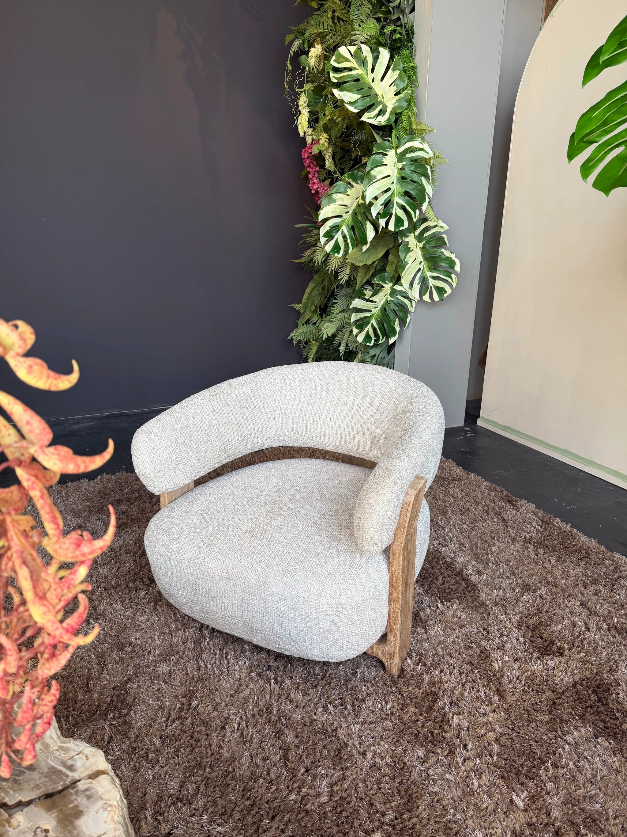 Fauteuil Mire Crème Dove Rubberhout by PTMD