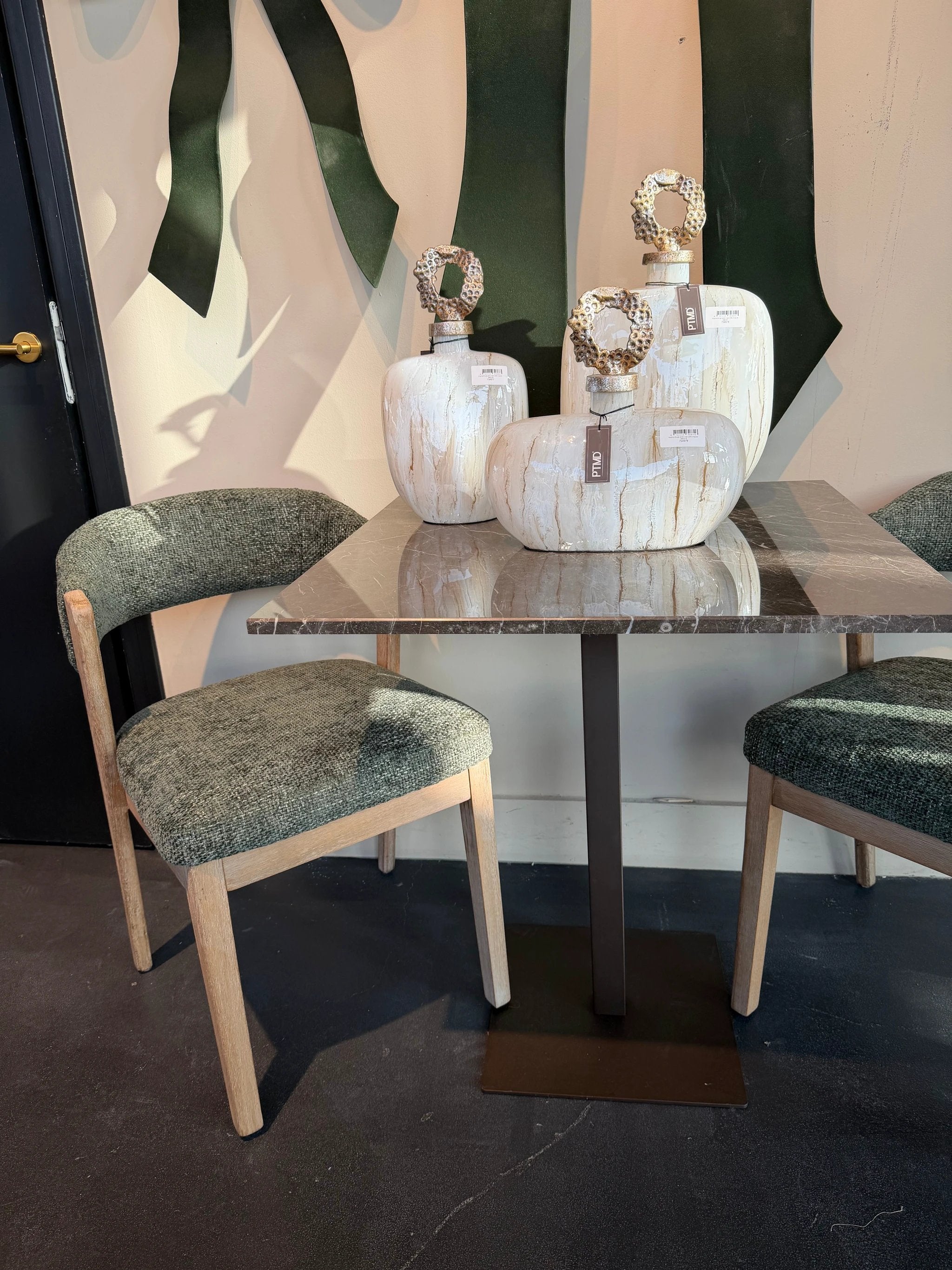 Eetkamerstoel Kael Olijfgroen Rubberhout (set van 2) by PTMD