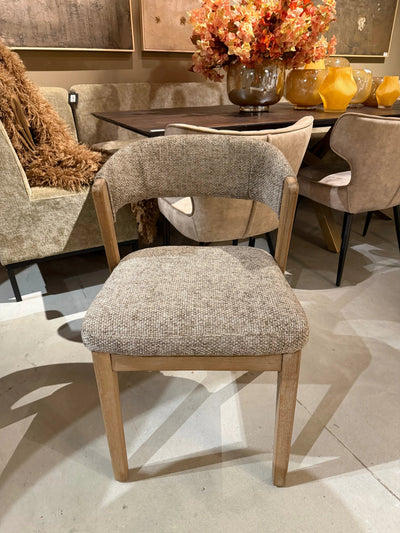 Eetkamerstoel Kael Taupe rubberhout (set van 2) by PTMD