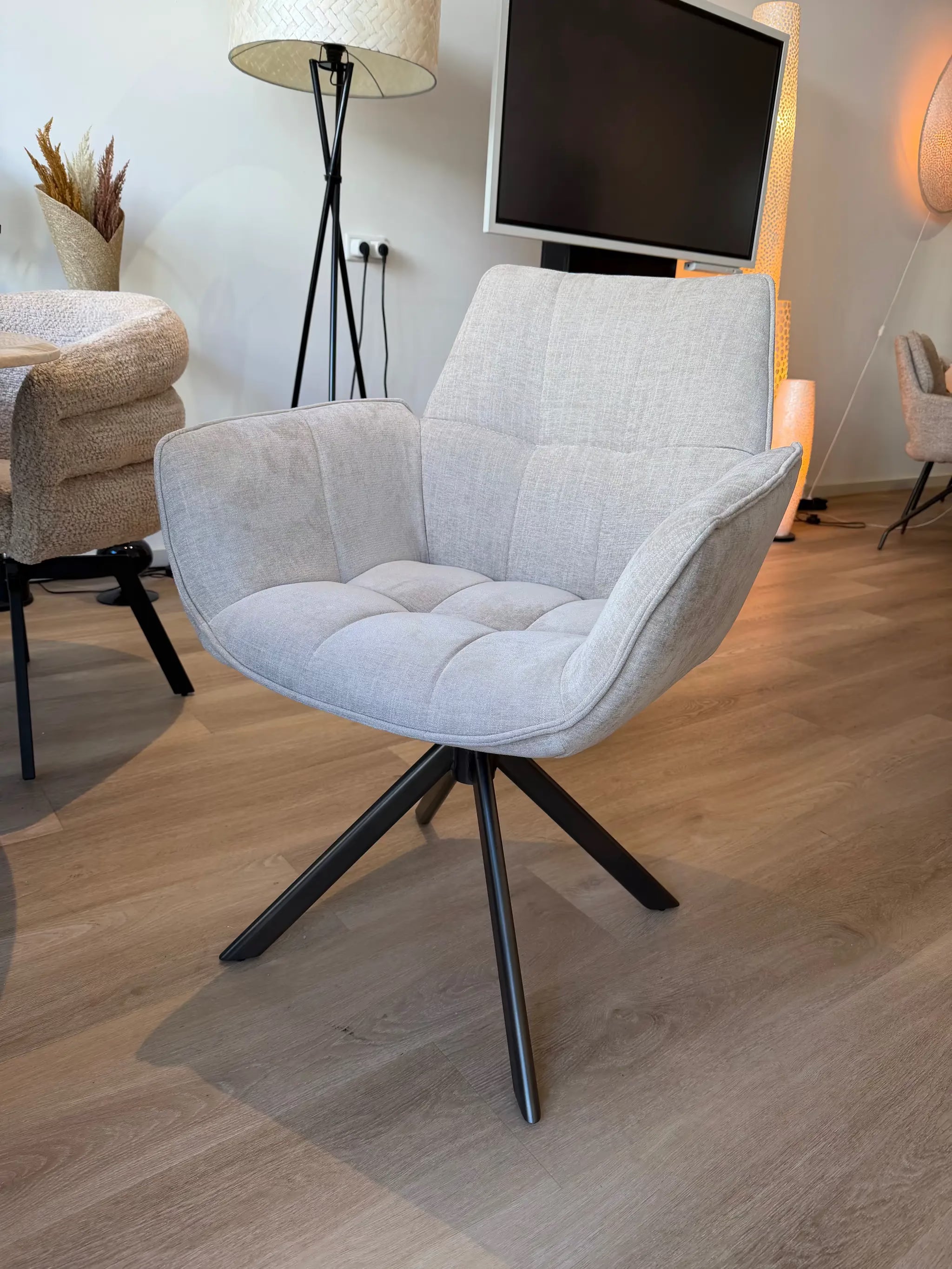 Eetkamerstoel Monaco 360 Draai | Milan Beige Anodic Brown by Moods Collection