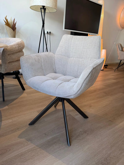 Eetkamerstoel Monaco 360 Draai | Milan Beige Anodic Brown by Moods Collection