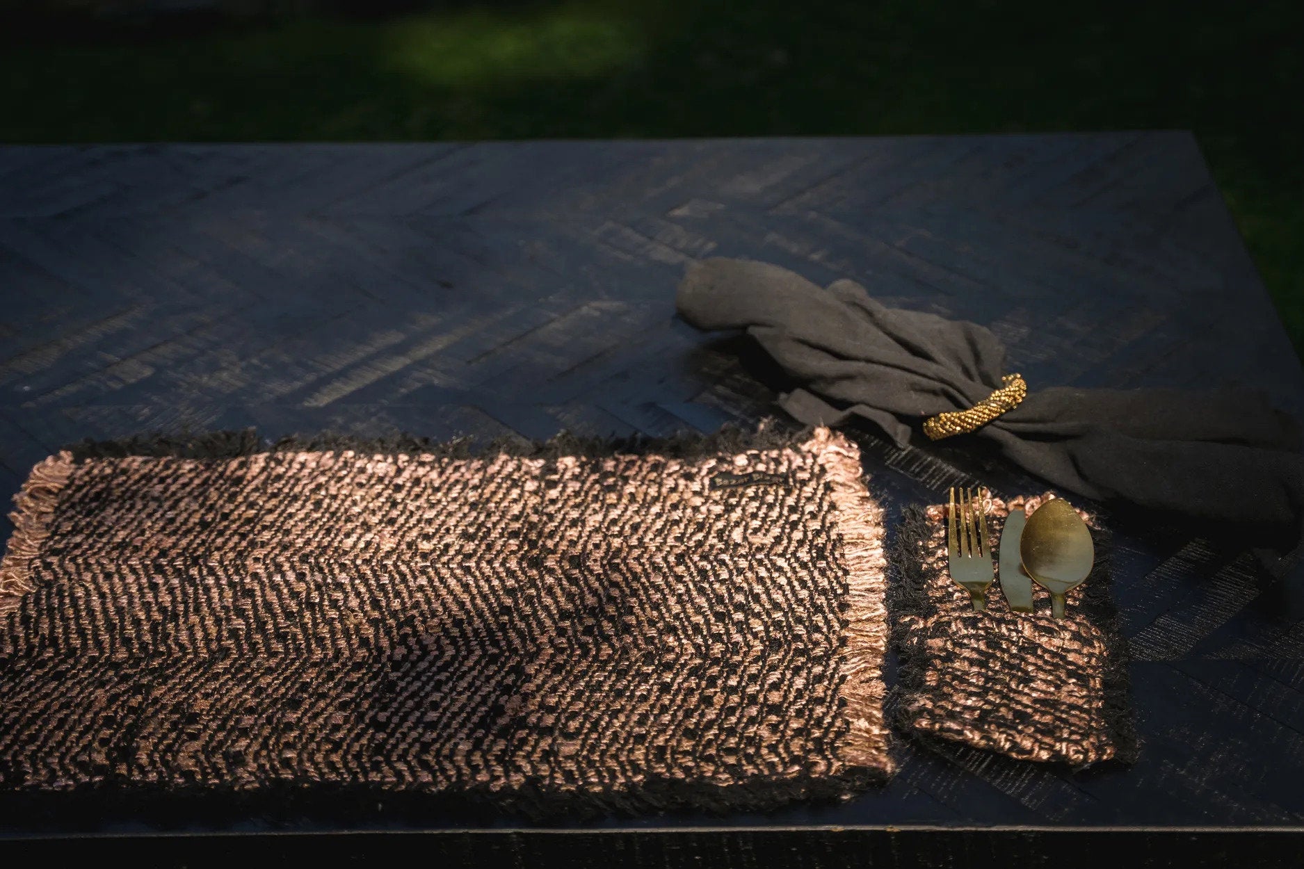 Het Oh My Gee Bestekzakje - Zwart Koper - Set van 4