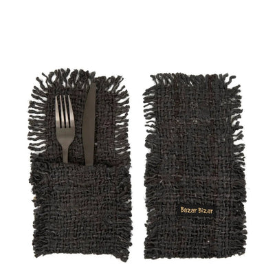 Het Oh My Gee Bestekzakje - Marinezwart - Set van 4 by Bazar Bizar Antwerp